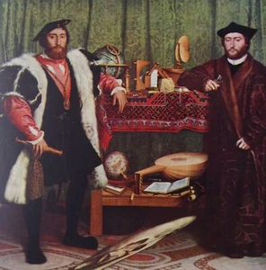 c1934 Greatest Painting Art Print THE AMBASSADOR by Hans Holbein - Imagen 1 de 4