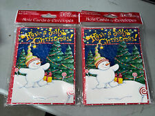 Mary Engelbreit 8 Blank Dimensional Note Cards Snowman Jolly Christmas 3D