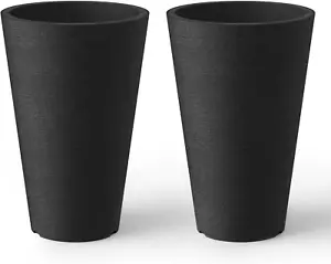 Tall round Planter Set of 2, 13 Inch Tall Decorative Planter Pots for Outdoor In - Picture 1 of 12