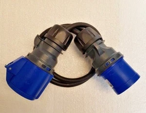 1M - 32 Amp Plug to 32Amp Socket EXTENSION Adaptor H07RN-F Heavy Duty Cable  - Picture 1 of 3