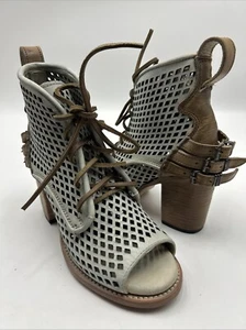 Freebird Benni Women's Size 8 CREAM Leather Open Toe Cut Out Ankle Boots Booties - Picture 1 of 10