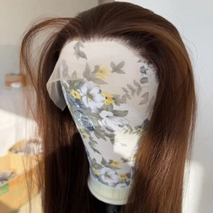 Long Straight Heat Resistant Hair Lace Front Wigs Dark brown Layered - Picture 1 of 10