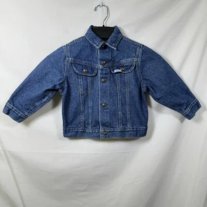 Vintage 90's Lee Denim Blue Jean Jacket Youth Kids Small Retro USA Made S Vtg - Picture 1 of 9