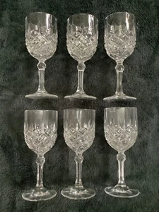 Set of 6 Cut Glass Wine Glasses - Picture 1 of 5