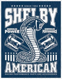 Insegna Latta Shelby American Unbridled Power Decorazione Parete 12,5" x 16" Made in USA - Foto 1 di 4