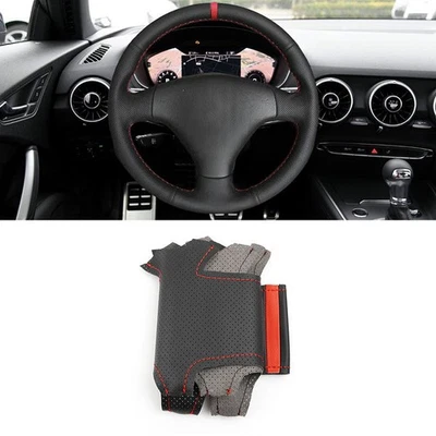 Cubierta de volante de cuero negro + rojo para Audi A3 2000-2003 A4 2003-2005 RS S4 Foto 1 de 4