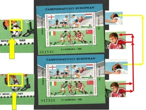 RUMANÍA - 2 BLOQUES MNH, FÚTBOL, FÚTBOL - ERROR DE PLACA - ALEMANIA 1988 - Imagen 1 de 3