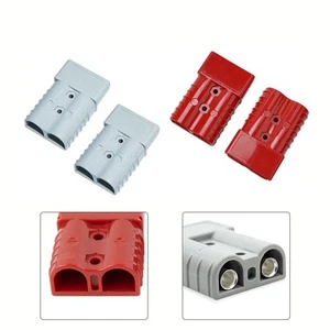 Pack de 2 connecteurs d'alimentation batterie chariot élévateur haute qualité 350AMP gris et rouge - Photo 1/48