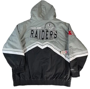 Mitchell & Ness OAKLAND Raiders Throwback Jacket Uomo 2XL Nuovo con etichette NFL Retrò - Foto 1 di 22
