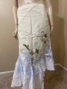 Mujer Azul Denim Algodón Cuentas Bordado Cremallera Boho Talla S Falda SK 713 - Imagen 1 de 22