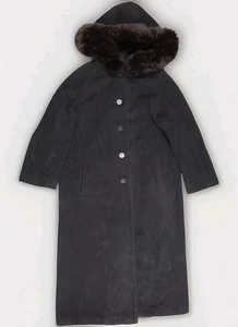 Saks Fifth Avenue Womens Regency Cashmere Faux Fur Collar Coat Black Size 10 - Picture 1 of 12