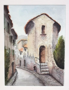 Tableau Aquarelle signée C DUBOST . Saint Paul de Vence - Picture 1 of 5