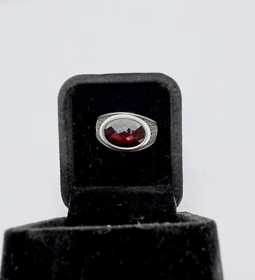 925 Sterling Silver Gents Ring Dark Red Zircon  - Gemstone - Imagem 1 de 4