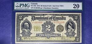 Dominion of Canada 1914 DC-22d $2 Seal Over TWO Hyndman-Saunders (S/N R-203490)