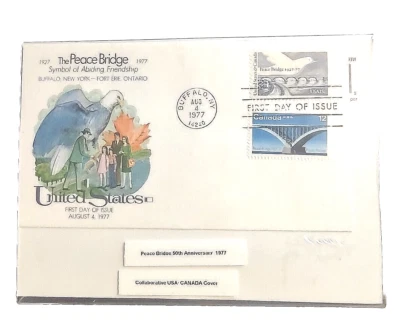 First Day Cover US/CANADA 50th Anniversary of the Peace Bridge (Framed) - Image 1 of 2