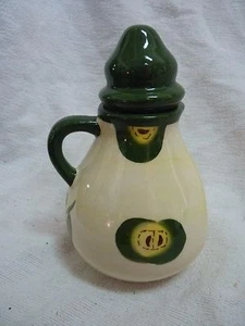 Small Green Yellow Apple Theme Pitcher with Lid- New - one side flat - Picture 1 of 5