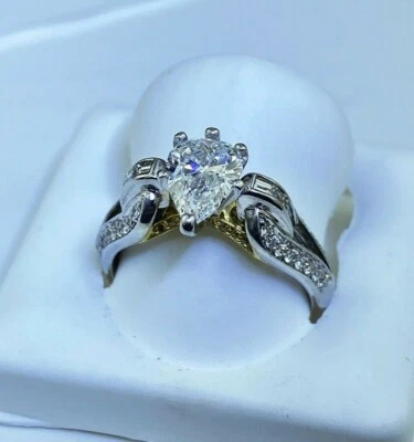 Diamond Platinum Engagement Ring 1.01ct Pear SI1 F by ADAMO 1.75ctw - Image 1 of 4