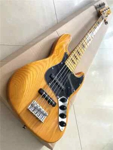 5 String Electric Bass Light Yellow Wax Xylophone Body Maple Xylophone Neck - Picture 1 of 12