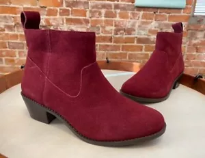 Vionic Burgundy Red Water-Resistant Suede Ankle Boots Vera New - Picture 1 of 4
