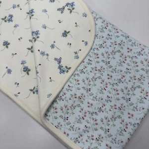 VTG Gymboree 2002 Baby Blanket Cream Blue Floral Hummingbird Reversible Knit - Picture 1 of 7
