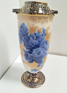 Stunning Antique c.1900 Doulton Burslem Urn Vase Flow Blue Roses fine cond - AF - Picture 1 of 13