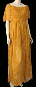 Baltic Born Maxikleid Senf Lagenlook Netz Spitze L Neu mit Etikett ohne Gürtel - Bild 1 von 7