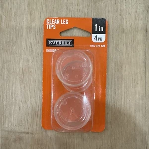 4pk Everbilt 1” in Chair Furniture Rubber Plastic Leg Tip Covers Anti Skid Clear - Picture 1 of 6