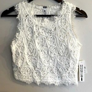 LORD & TAYLOR DESIGN LAB Women's White Lace Boxy Cropped Tank Top Size M NEW - Picture 1 of 5