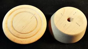 05 Menge 6 Massivholz unbehandelt 2" flache runde Griffe Knöpfe Schrank Schublade - Bild 1 von 1