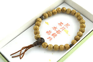 Bodhi Seed Wood&Smoky Quartz Crystal Japanese Juzu Bracelet Prayer Mala beads