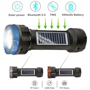 Solar Bluetooth Speaker Wireless Portable Power Speaker TF FM Radio Flash Light - Picture 1 of 37