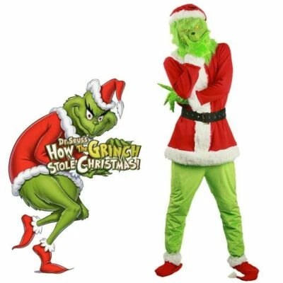 Disfraz de Cosplay Cómo la Grinch Robó Navidad Navidad Juegos con disfraces Accesorios Traje XL Foto 1 de 4