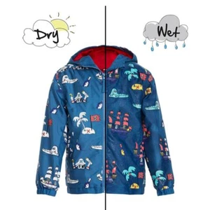 Boys Colour Changing Raincoat pirates Jacket Coat Age 2-8 Yrs - Picture 1 of 1