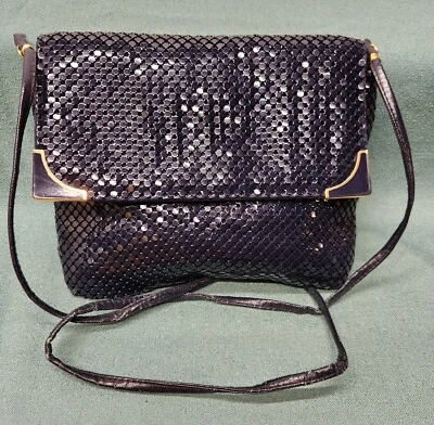 Vtg Navy Metal Mesh Crossbody Shoulder Bag Whiting and Davis style - Image 1 of 4