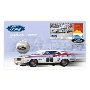 2019 Ford Motorsport Legends 1977 XC Falcon Hardtop PNC w 2018 Coloured 50c Coin - Picture 1 of 2