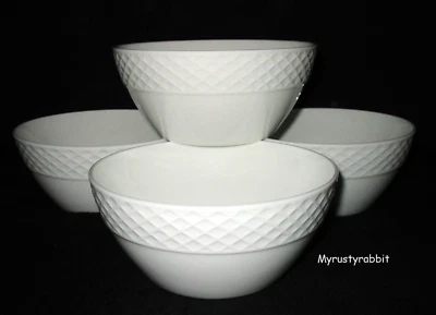 Cuencos de sopa de cereal Mikasa enrejado - Juego de 4 chinas de hueso blanco - 6-3/8" nuevos Foto 1 de 3