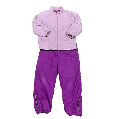 L.L. Bean Kids 10/12 Rosa Reversible Chaqueta Púrpura Nieve Pantalón Conjunto Esquí Trineo Foto 1 de 4