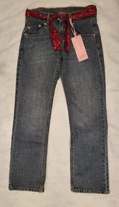 NWT Vintage Levi Strauss Signature Girls Blue Jeans with Tie Belt, Size 16 - Picture 1 of 8
