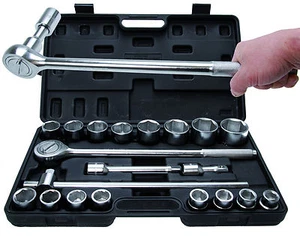 BGS Germany 20-pcs Reversible Ratchet Wrench Socket Set 3/4"drive Metric 19-50mm - Picture 1 of 9