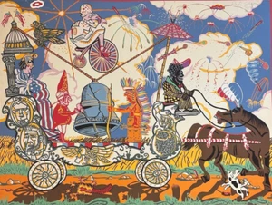 Red Grooms "BICENTENNIAL BANDWAGON" Pencil signed PP, Original Serigraph 1975 - Picture 1 of 12