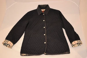 Burberry Schwarz Nova Check Rautenstepp Popper Nova Check Jacke Mantel Damen - Bild 1 von 21