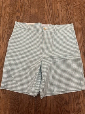 Men’s Southern Tide Teal Seersucker Shorts, Size 35 Cotton Flat Front - Image 1 of 4