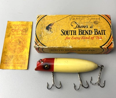 VINTAGE South Bend BASS ORENO 973 Glass Eyes Lure Original Box &  Insert - Image 1 of 4