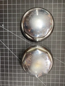 Vintage Rare Triumph MG Knock-Off Hub Caps ABZ760 L+R 2-Ear Spinner 8” Inner - Picture 1 of 9