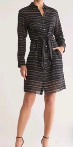 *Theory Women's Medium Tie Waist Shirt Dress Black Silk MSRP $575 New with Tags  - Picture 1 of 6
