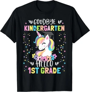 Goodbye Kindergarten Hello First Grade Unicorn Girl T-Shirt Hoodie - Picture 1 of 16