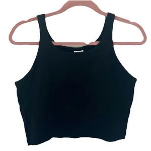 Pink Crop Tank Top XL Black Ribbed NWT Stretch Athletic Athleisure Comfort Layer - Picture 1 of 8