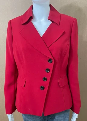 Tahari Women's Coat Blazer Jacket Single-Breasted Lapel Long Sleeve Work 10 Red - Image 1 of 4
