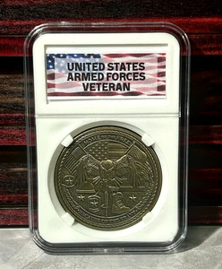 10 Pcs American Bald Eagle Veterans Thank You United States Military Coin w Case - Picture 1 of 9