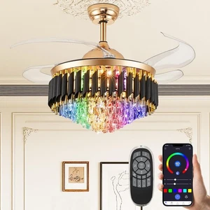 48" Bluetooth Ceiling Fan with Speaker, RGB-LED Dimmable Light 6 Speeds Rever... - Picture 1 of 7